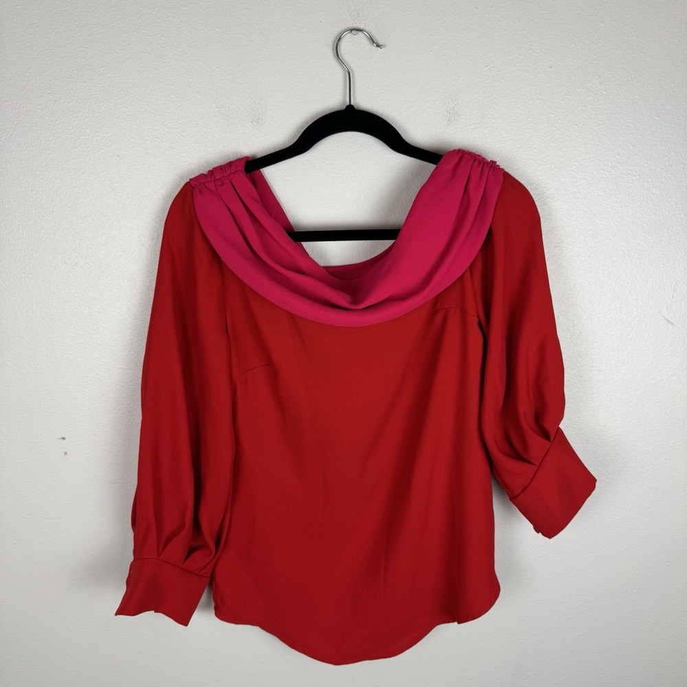 Tuckernuck Asymmetrical Off The Shoulder Top Womens Size Small Red Pink Blouse